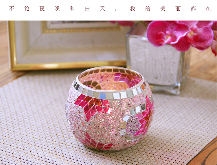 Broken Guaranteed Compensation Classic Hot Selling Product European Mosaic Glass Candlestick Candleholder