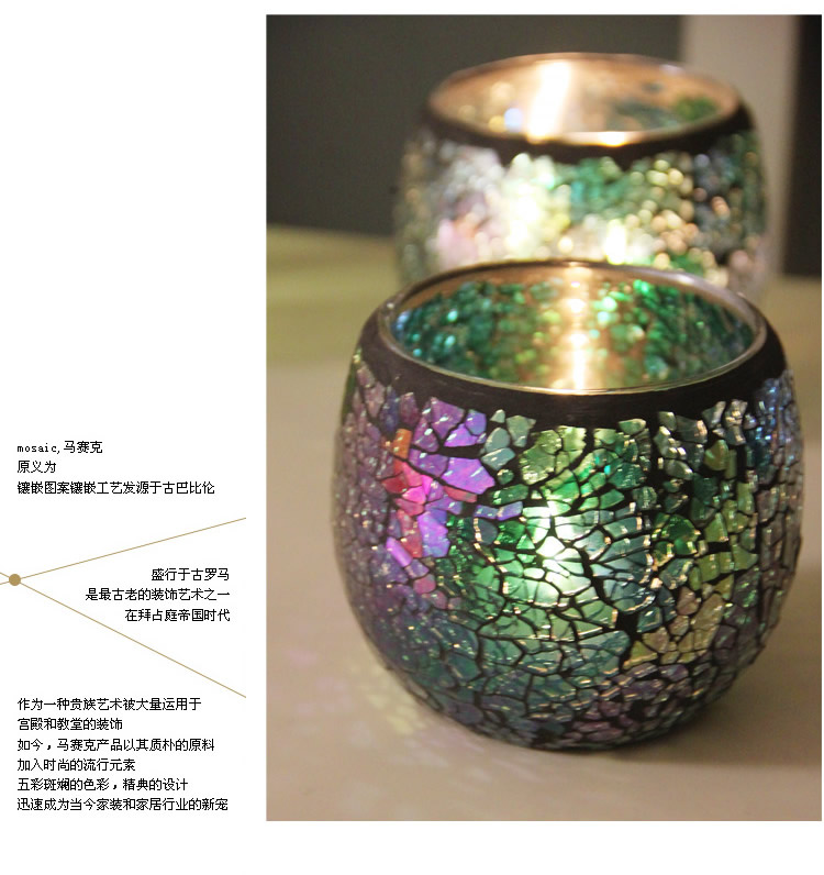 Broken Guaranteed Compensation Classic Hot Selling Product European Mosaic Glass Candlestick Candleholder