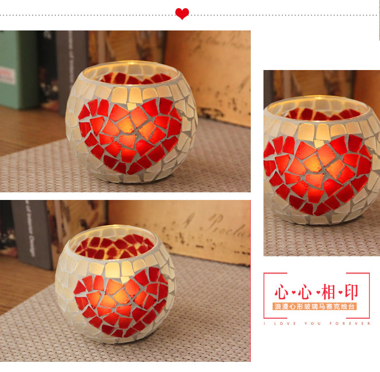 Broken Guaranteed Compensation Classic Hot Selling Product European Mosaic Glass Candlestick Candleholder