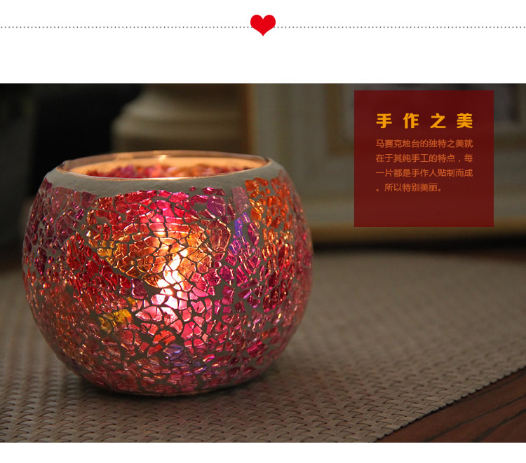 Broken Guaranteed Compensation Classic Hot Selling Product European Mosaic Glass Candlestick Candleholder