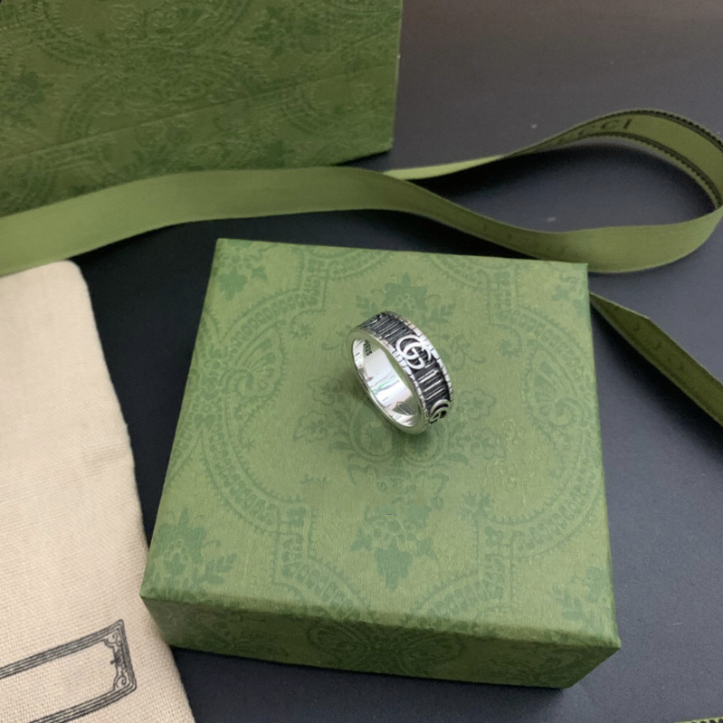 Gujia Double G Sterling Silver Ring Couple Rings Elf Flower and Bird Super Girl Men's and Women's Same Cross Heart Classic Couple Rings Gujia Double G Sterling Silver Ring Couple Rings Elf Flower and Bird Super Girl Men's and Women's Same Cross Heart Classic Couple Rings