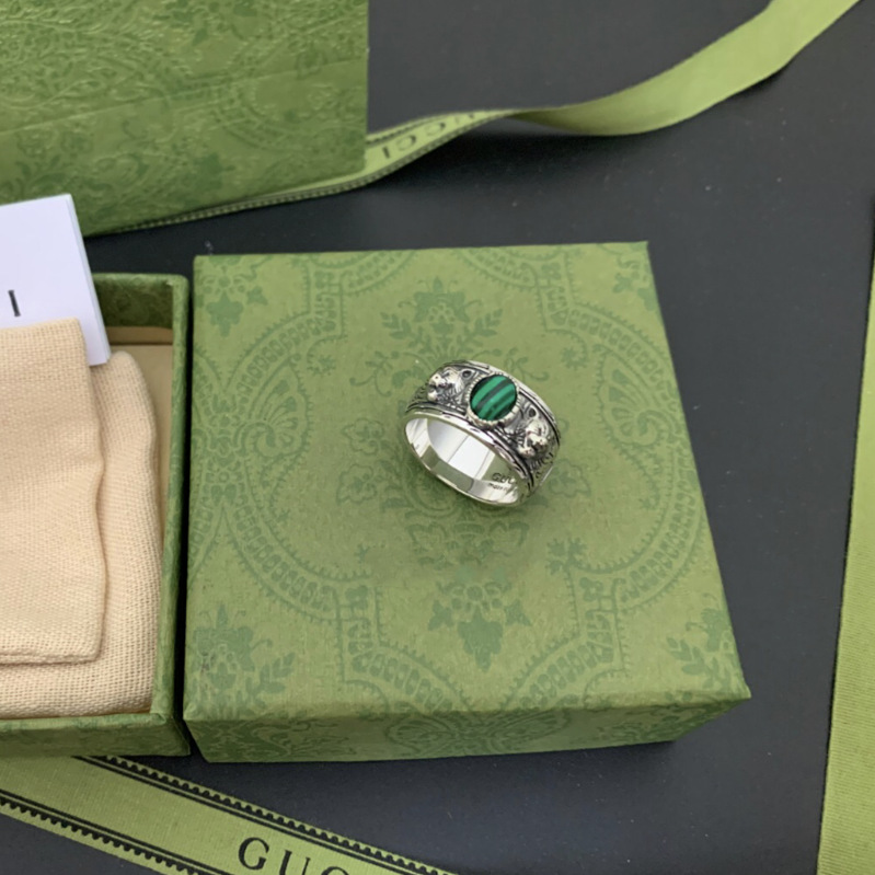 Gujia Double G Sterling Silver Ring Couple Rings Elf Flower and Bird Super Girl Men&#039;s and Women&#039;s Same Cross Heart Classic Couple Rings