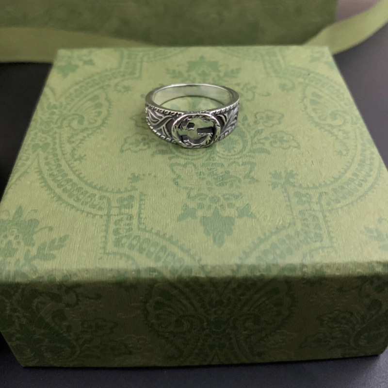 Gujia Double G Sterling Silver Ring Couple Rings Elf Flower and Bird Super Girl Men's and Women's Same Cross Heart Classic Couple Rings Gujia Double G Sterling Silver Ring Couple Rings Elf Flower and Bird Super Girl Men's and Women's Same Cross Heart Classic Couple Rings