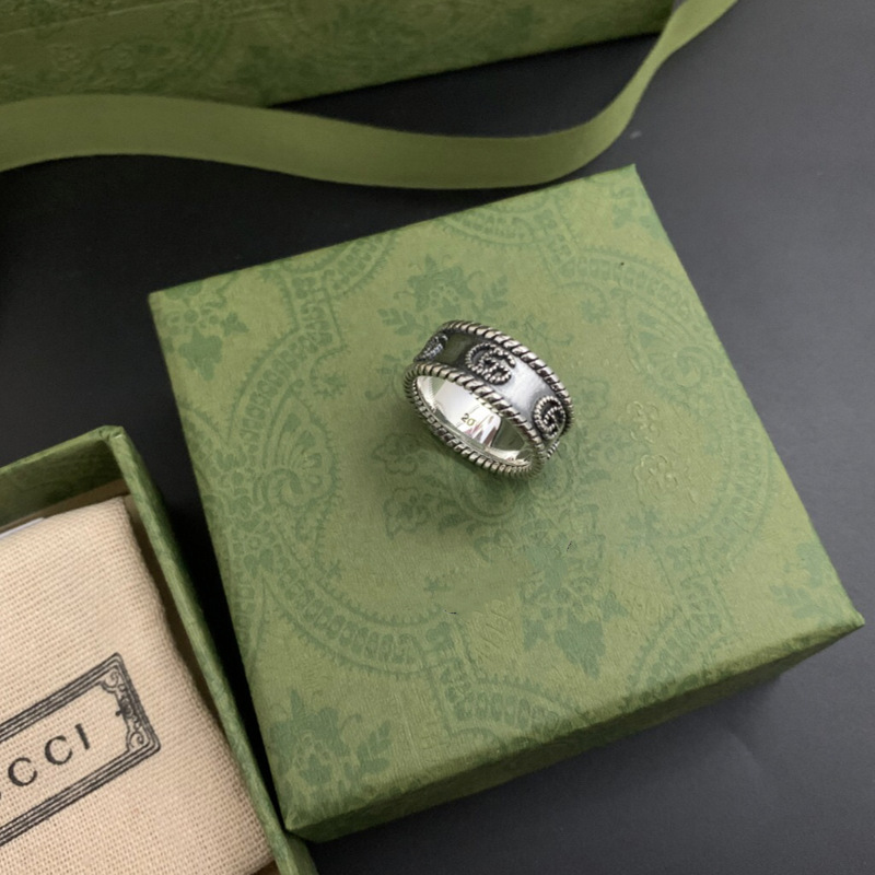 Gujia Double G Sterling Silver Ring Couple Rings Elf Flower and Bird Super Girl Men's and Women's Same Cross Heart Classic Couple Rings Gujia Double G Sterling Silver Ring Couple Rings Elf Flower and Bird Super Girl Men's and Women's Same Cross Heart Classic Couple Rings