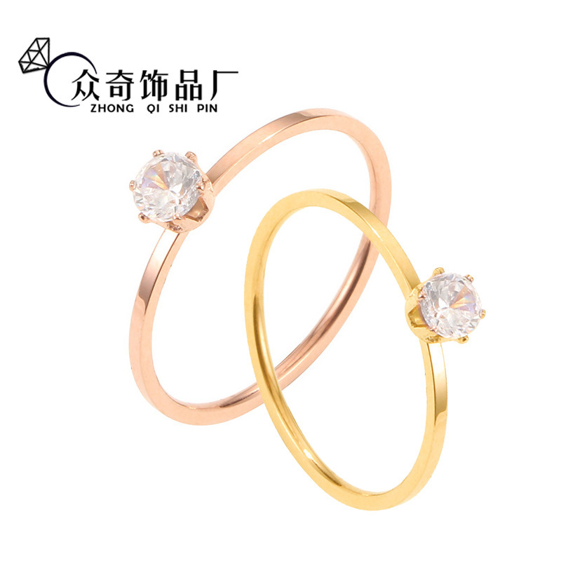 Jeweled Rose Gold Cold Wind Couple Couple Rings Internet Celebrity Titanium Steel Ring Fashion Manufacturer Couple Rings Jeweled Rose Gold Cold Wind Couple Couple Rings Internet Celebrity Titanium Steel Ring Fashion Manufacturer Couple Rings