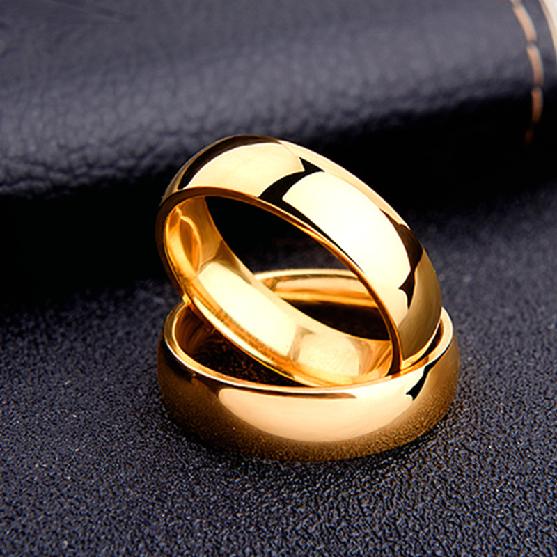Cross-Border E-Commerce Hot Sale Simple Stainless Steel Glossy 6mm Arc Titanium Steel Ring European and American/Korean Couple Rings Ring