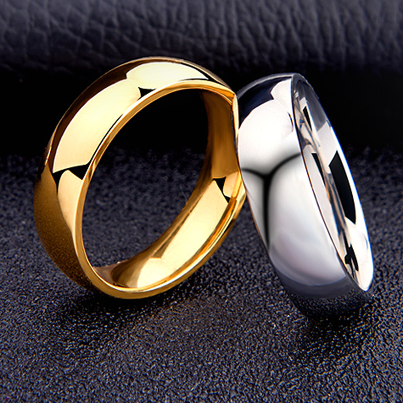 Cross-Border E-Commerce Hot Sale Simple Stainless Steel Glossy 6mm Arc Titanium Steel Ring European and American/Korean Couple Rings Ring Cross-Border E-Commerce Hot Sale Simple Stainless Steel Glossy 6mm Arc Titanium Steel Ring European and American/Korean Couple Rings Ring