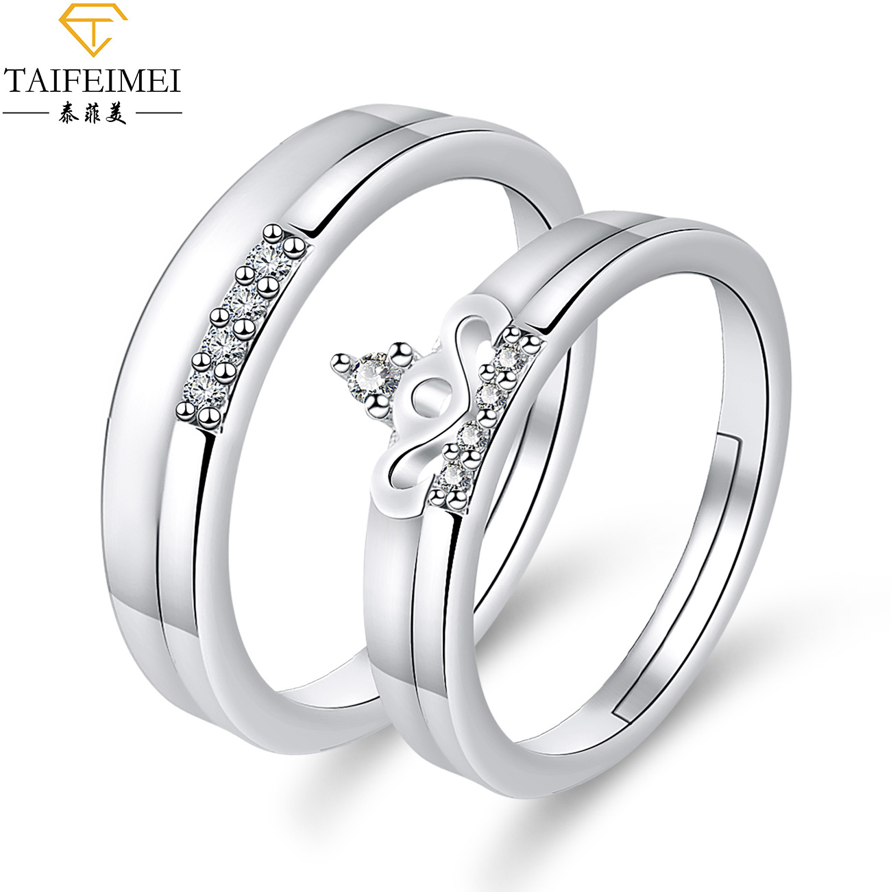 Cross-Border Moissanite Zircon Engagement Ring Couple Couple Rings European and American Crown Opening Couple Ring Rings Factory Cross-Border Moissanite Zircon Engagement Ring Couple Couple Rings European and American Crown Opening Couple Ring Rings Factory