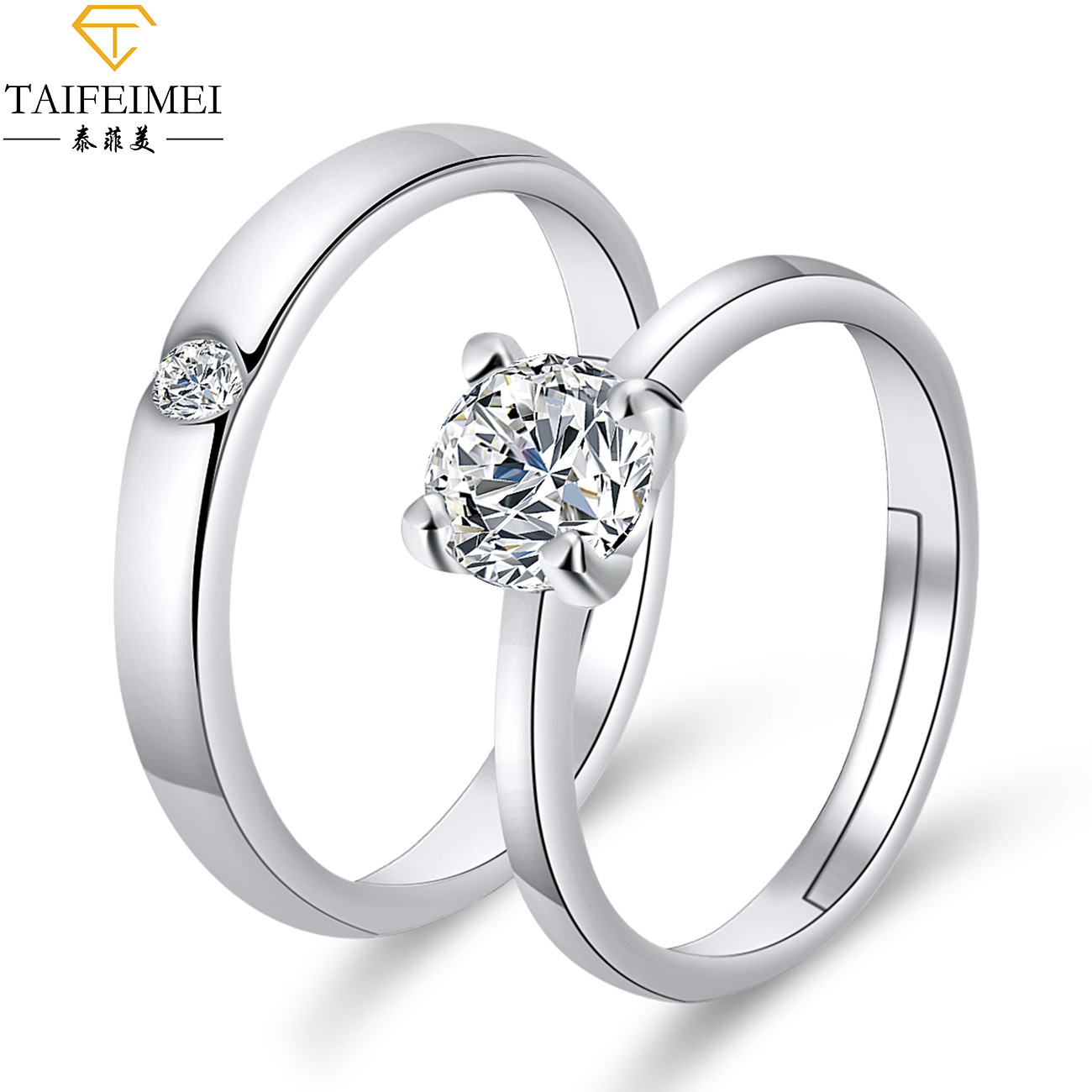 Cross-Border Moissanite Zircon Engagement Ring Couple Couple Rings European and American Crown Opening Couple Ring Rings Factory Cross-Border Moissanite Zircon Engagement Ring Couple Couple Rings European and American Crown Opening Couple Ring Rings Factory