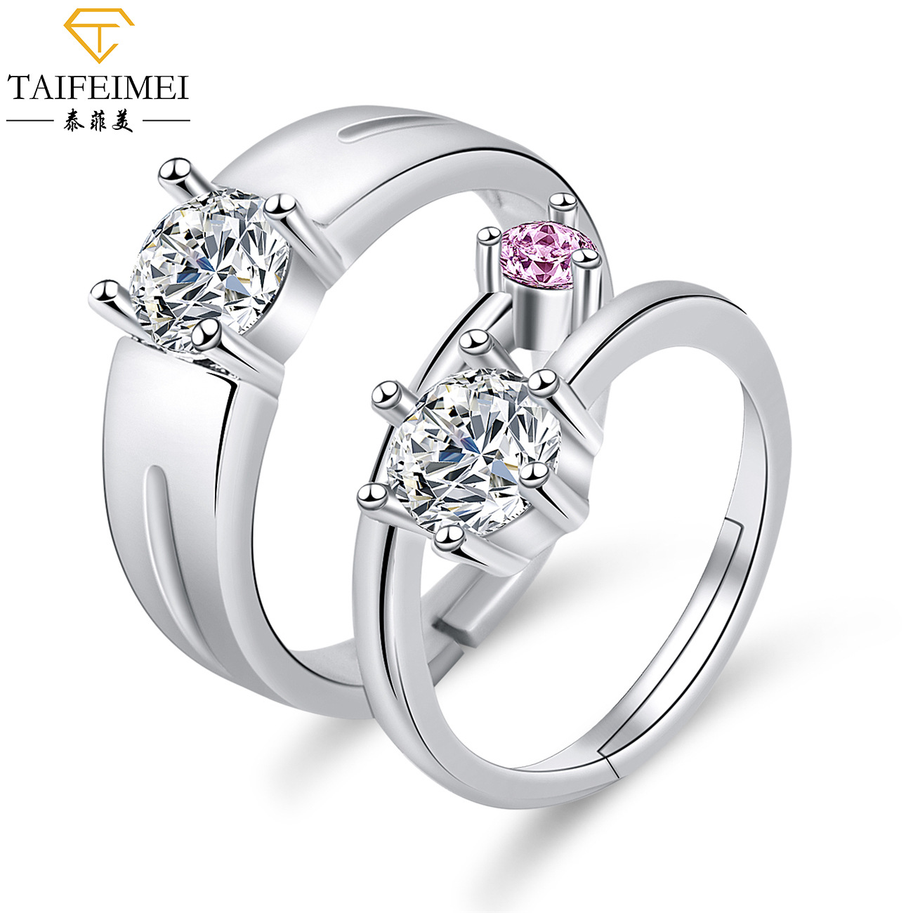 Cross-Border Moissanite Zircon Engagement Ring Couple Couple Rings European and American Crown Opening Couple Ring Rings Factory Cross-Border Moissanite Zircon Engagement Ring Couple Couple Rings European and American Crown Opening Couple Ring Rings Factory
