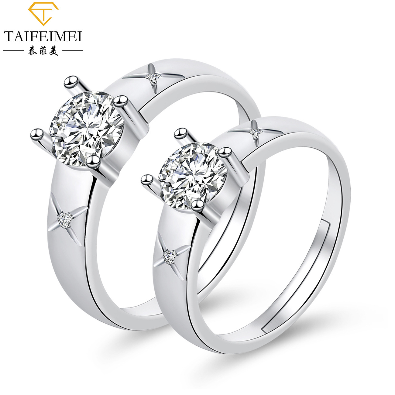Cross-Border Moissanite Zircon Engagement Ring Couple Couple Rings European and American Crown Opening Couple Ring Rings Factory Cross-Border Moissanite Zircon Engagement Ring Couple Couple Rings European and American Crown Opening Couple Ring Rings Factory