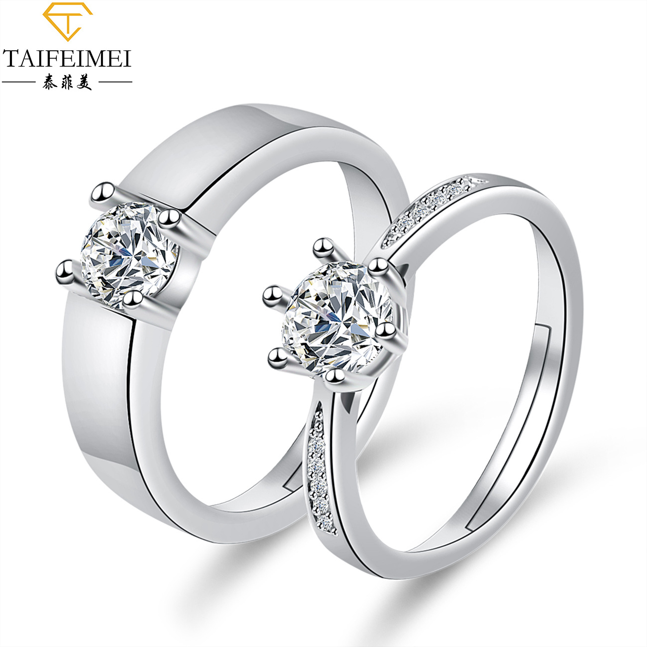 Cross-Border Moissanite Zircon Engagement Ring Couple Couple Rings European and American Crown Opening Couple Ring Rings Factory Cross-Border Moissanite Zircon Engagement Ring Couple Couple Rings European and American Crown Opening Couple Ring Rings Factory