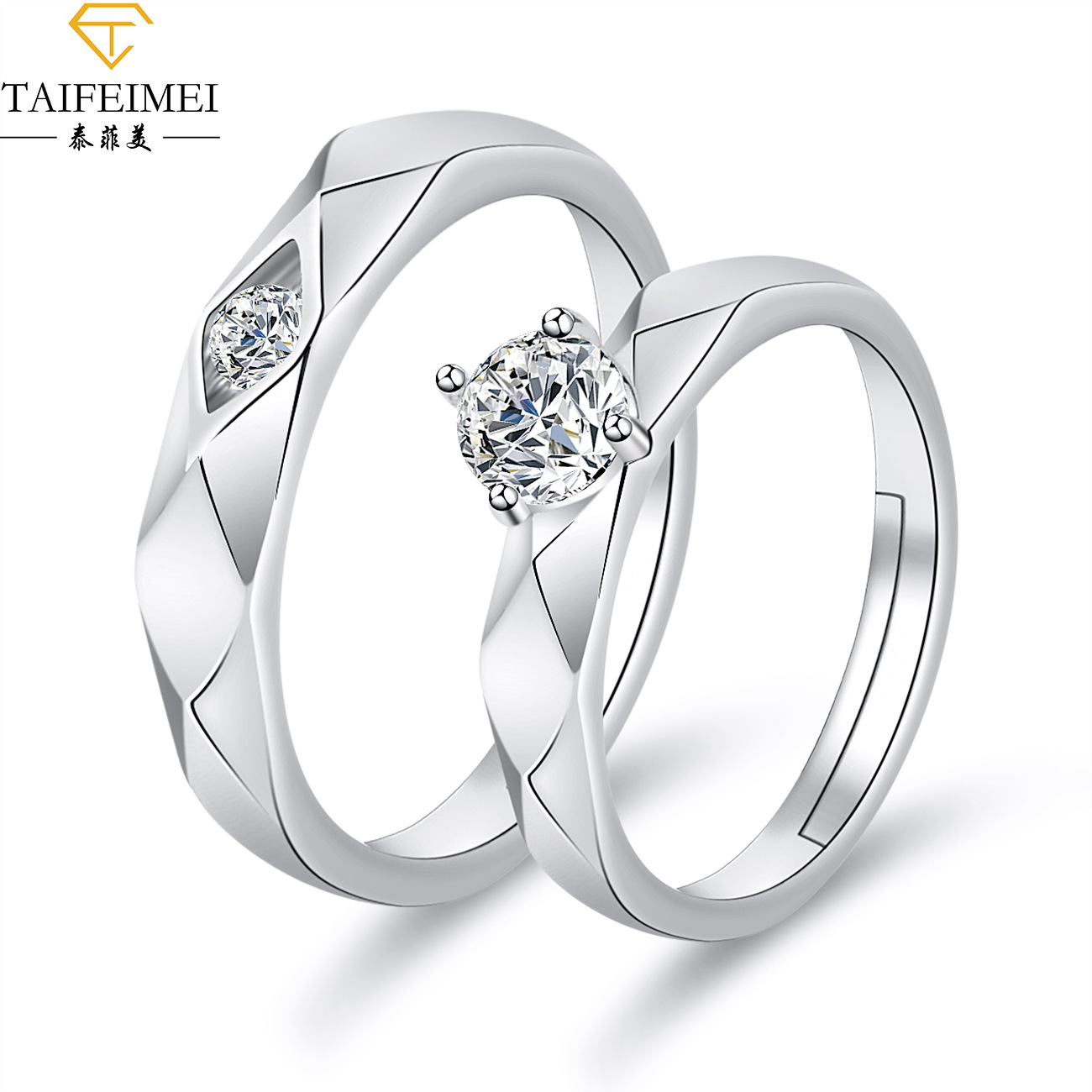 Cross-Border Moissanite Zircon Engagement Ring Couple Couple Rings European and American Crown Opening Couple Ring Rings Factory Cross-Border Moissanite Zircon Engagement Ring Couple Couple Rings European and American Crown Opening Couple Ring Rings Factory