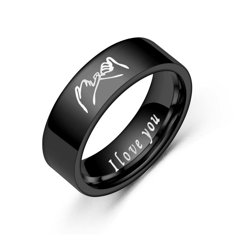 European and American New Titanium Steel Couple Ring I Love YoY Handle Stainless Steel Couple Couple Rings Hand Jewelry