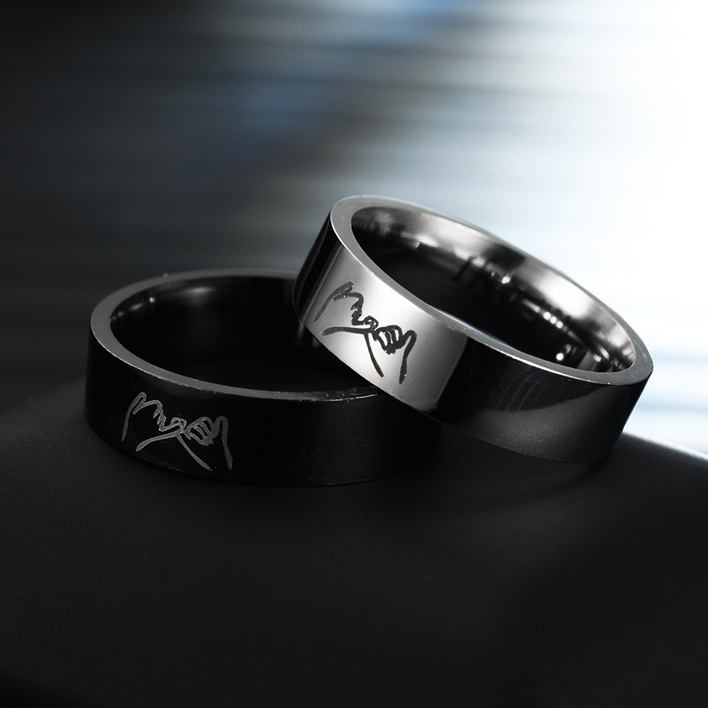 European and American New Titanium Steel Couple Ring I Love YoY Handle Stainless Steel Couple Couple Rings Hand Jewelry
