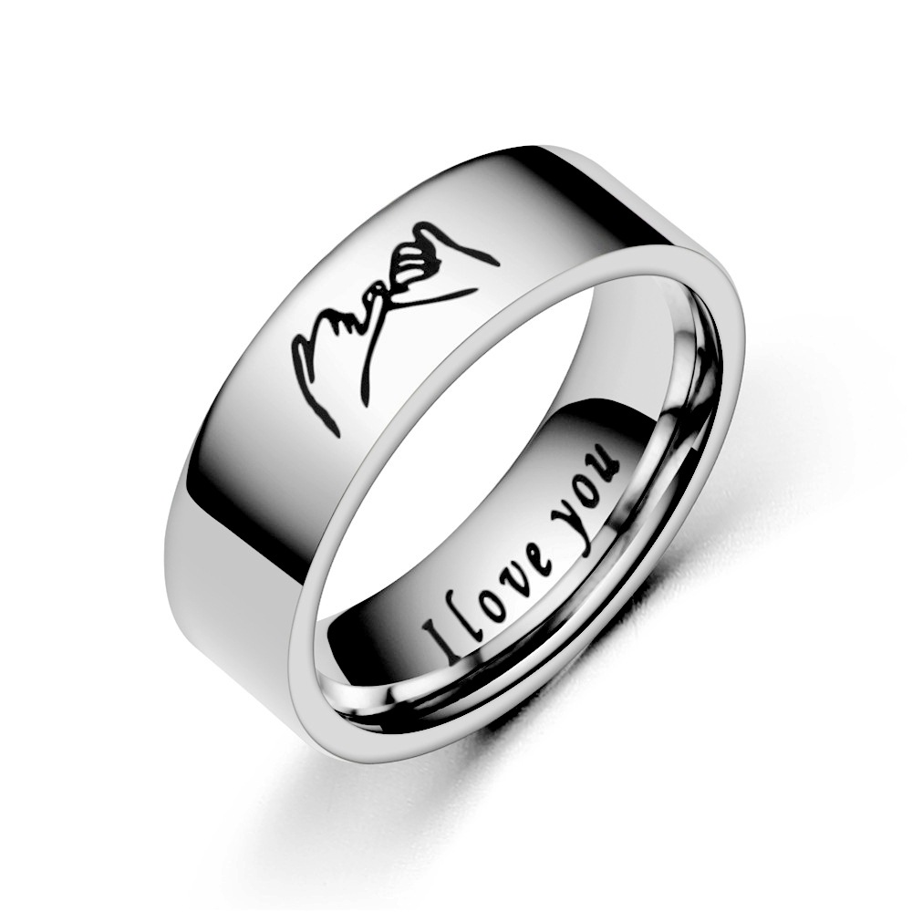 European and American New Titanium Steel Couple Ring I Love YoY Handle Stainless Steel Couple Couple Rings Hand Jewelry