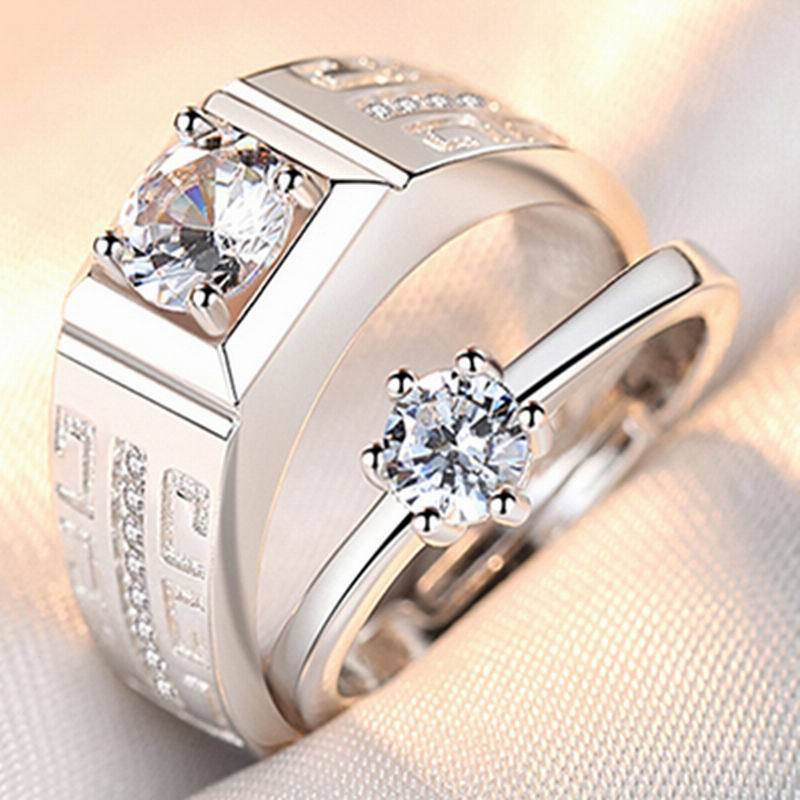 Women Couple Rings Simulation Diamond Ring Open Zircon Ring Classic Ring Wholesale Jewelry Factory TikTok Couple Rings