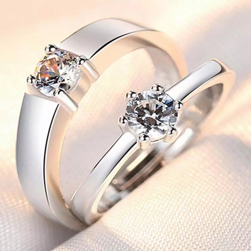 Women Couple Rings Simulation Diamond Ring Open Zircon Ring Classic Ring Wholesale Jewelry Factory TikTok Couple Rings