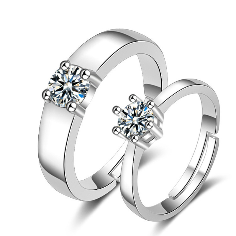 Women Couple Rings Simulation Diamond Ring Open Zircon Ring Classic Ring Wholesale Jewelry Factory TikTok Couple Rings