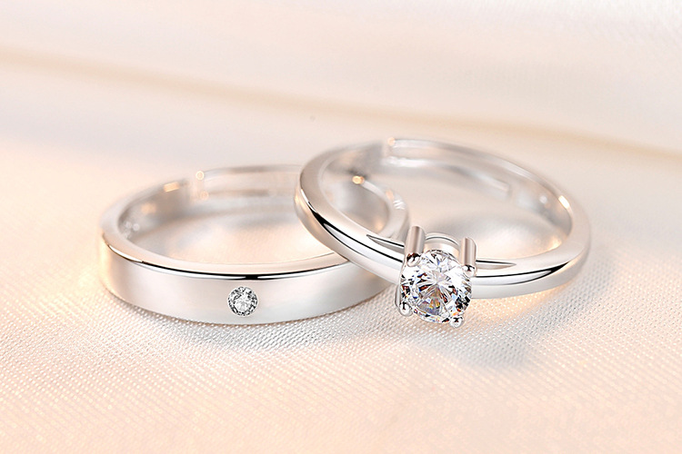 Women Couple Rings Simulation Diamond Ring Open Zircon Ring Classic Ring Wholesale Jewelry Factory TikTok Couple Rings