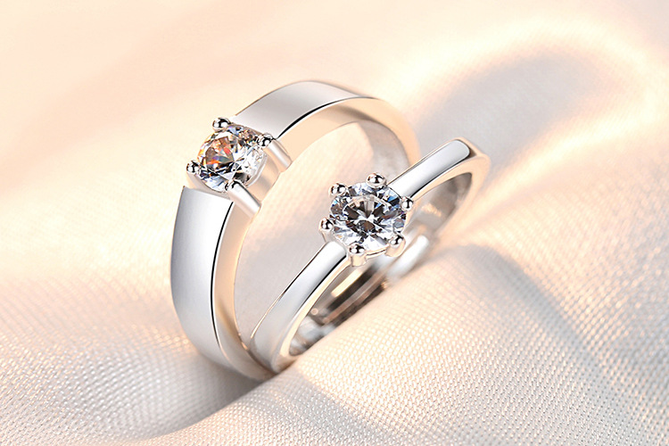 Women Couple Rings Simulation Diamond Ring Open Zircon Ring Classic Ring Wholesale Jewelry Factory TikTok Couple Rings