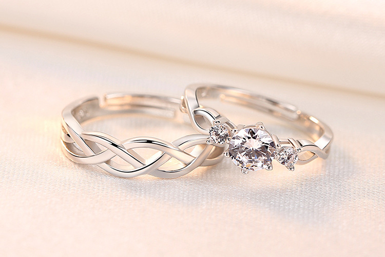 Women Couple Rings Simulation Diamond Ring Open Zircon Ring Classic Ring Wholesale Jewelry Factory TikTok Couple Rings