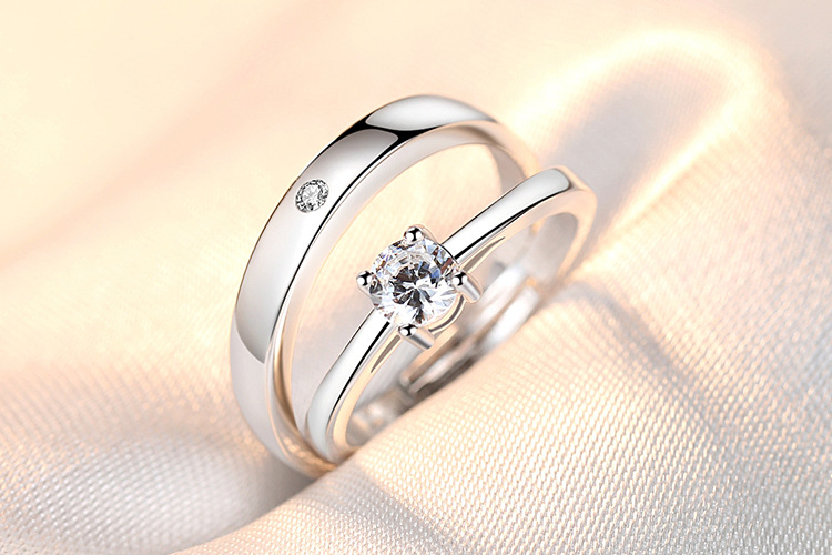 Women Couple Rings Simulation Diamond Ring Open Zircon Ring Classic Ring Wholesale Jewelry Factory TikTok Couple Rings