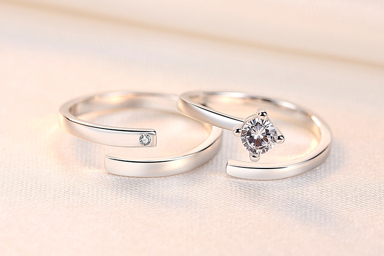Women Couple Rings Simulation Diamond Ring Open Zircon Ring Classic Ring Wholesale Jewelry Factory TikTok Couple Rings