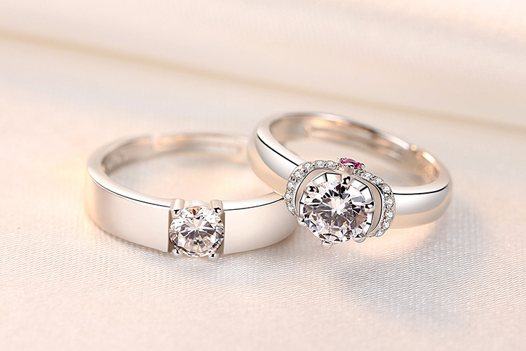 Women Couple Rings Simulation Diamond Ring Open Zircon Ring Classic Ring Wholesale Jewelry Factory TikTok Couple Rings