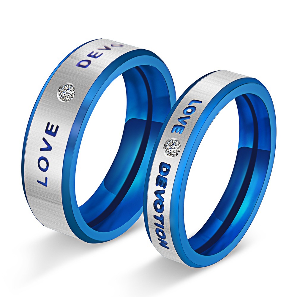 Cross-Border Factory Ornament Wholesale Fashion Romantic Couple Ring Couple Rings Titanium Steel Ring Stainless Steel Accessories