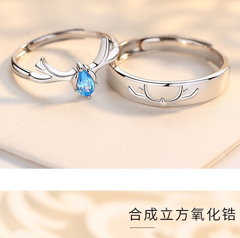 Yilu Has You 925 Silver Couple Ring Fashion Simple Female Male Pair Couple Rings Valentine's Day Open Ring Yilu Has You 925 Silver Couple Ring Fashion Simple Female Male Pair Couple Rings Valentine's Day Open Ring