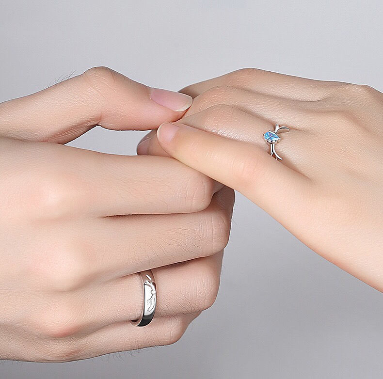 Yilu Has You 925 Silver Couple Ring Fashion Simple Female Male Pair Couple Rings Valentine's Day Open Ring Yilu Has You 925 Silver Couple Ring Fashion Simple Female Male Pair Couple Rings Valentine's Day Open Ring
