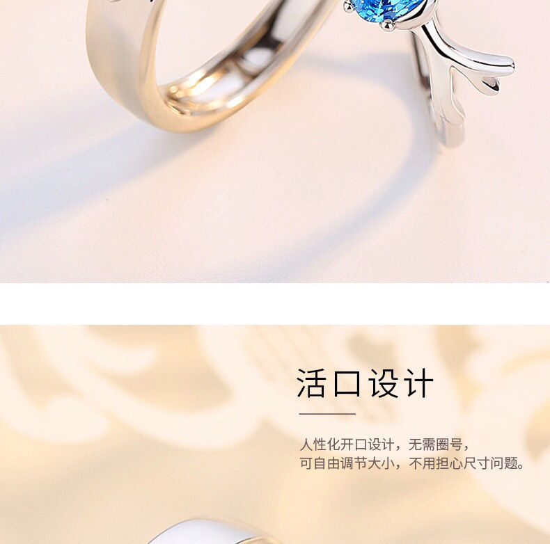 Yilu Has You 925 Silver Couple Ring Fashion Simple Female Male Pair Couple Rings Valentine's Day Open Ring Yilu Has You 925 Silver Couple Ring Fashion Simple Female Male Pair Couple Rings Valentine's Day Open Ring
