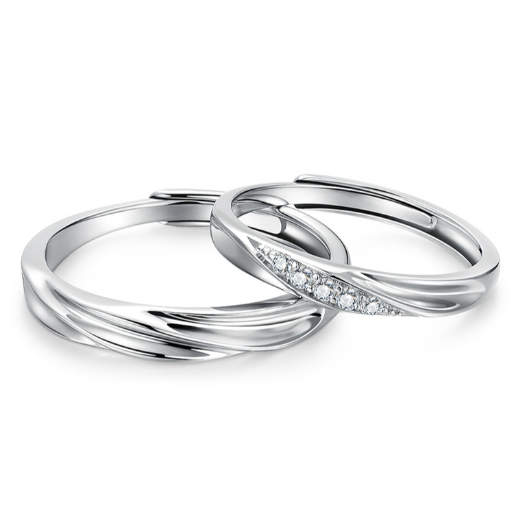S925 Sterling Silver Couple&#039;s Ring a Pair of Simple Men and Women Personality Student Opening Couple Rings Ring Factory Direct Sales