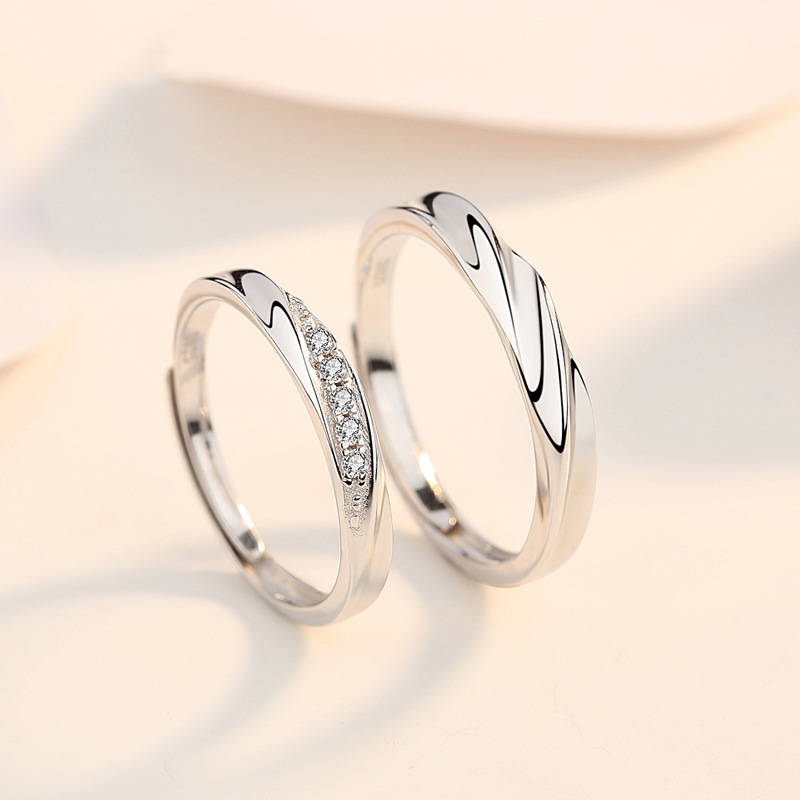 S925 Sterling Silver Couple's Ring a Pair of Simple Men and Women Personality Student Opening Couple Rings Ring Factory Direct Sales S925 Sterling Silver Couple's Ring a Pair of Simple Men and Women Personality Student Opening Couple Rings Ring Factory Direct Sales