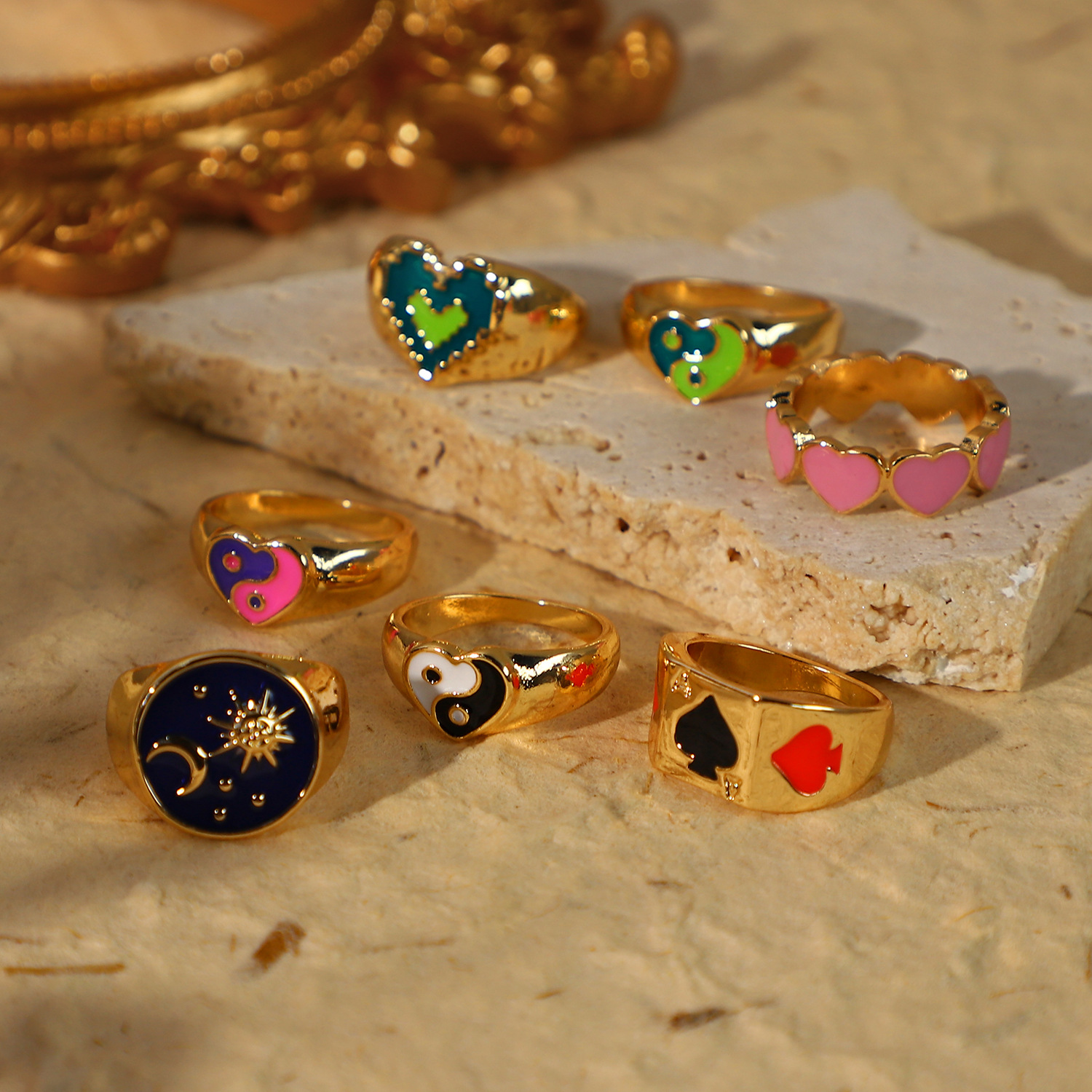 INS Internet Hot New Popular Ring Metal Colorful Oil Necklace Ring Women's Fashion Ring Couple Rings Alloy Ring INS Internet Hot New Popular Ring Metal Colorful Oil Necklace Ring Women's Fashion Ring Couple Rings Alloy Ring