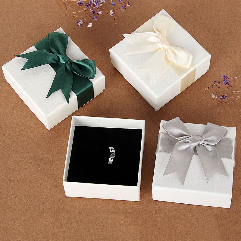 Ring Box  Couple Rings Bow Packing Box Small Bracelet Stud Earrings Box Jewelry Box Customized Wholesale