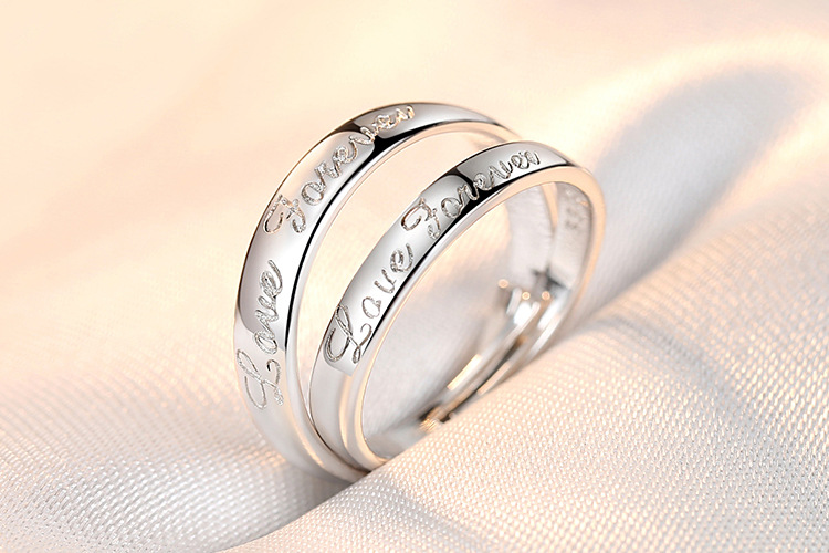 Couple Ring Pair Men and Women Simple Fashion Temperament Korean Style Crown Zircon Couple Rings Opening Wedding Simulation Diamond Ring
