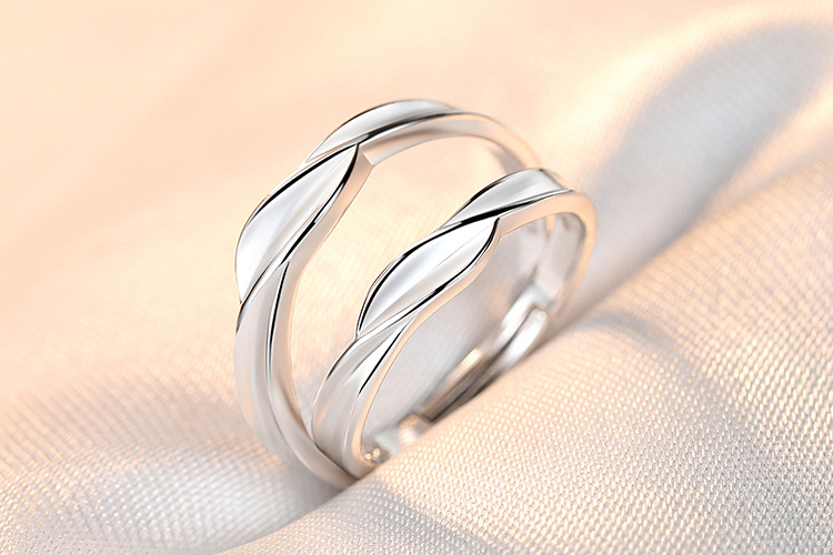 Couple Ring Pair Men and Women Simple Fashion Temperament Korean Style Crown Zircon Couple Rings Opening Wedding Simulation Diamond Ring