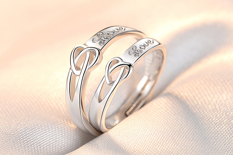 Couple Ring Pair Men and Women Simple Fashion Temperament Korean Style Crown Zircon Couple Rings Opening Wedding Simulation Diamond Ring