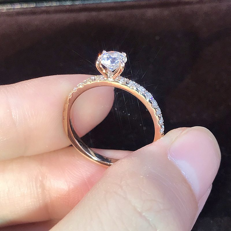 EBay Europe and America Simple Plated S925 Silver Artificial Diamond Ring for Wedding Couple Rings Wedding Ring