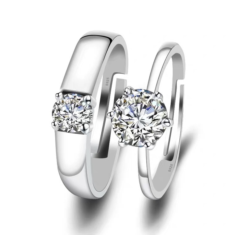 Couple Ring a Pair of Men&#039;s and Women&#039;s Couple Rings Diamond Ring Adjustable Open Mouth Valentine&#039;s Day Gift Proposal Fake Diamond Factory Wholesale