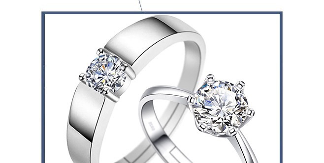 Couple Ring a Pair of Men's and Women's Couple Rings Diamond Ring Adjustable Open Mouth Valentine's Day Gift Proposal Fake Diamond Factory Wholesale