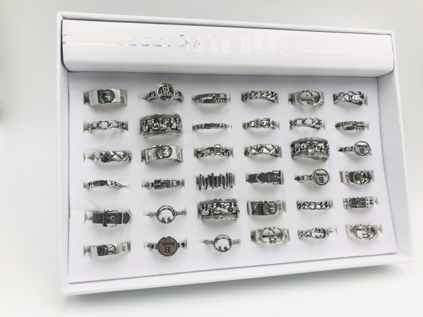 Men's Cool Ring Personality Vintage Ring Men's and Women's Rings Couple Rings All-Match Jewelry Imitation Silver Modeling Ring Open-End