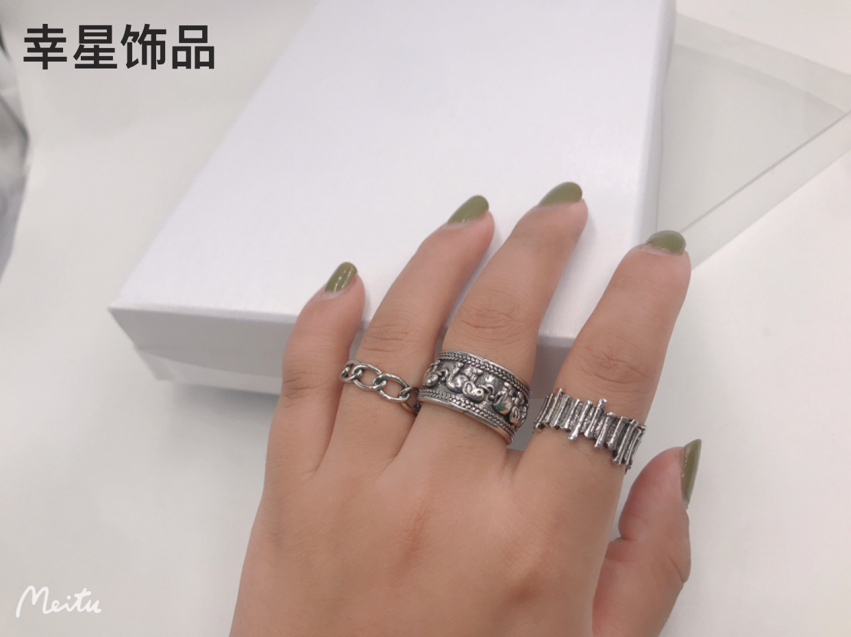 Men&#039;s Cool Ring Personality Vintage Ring Men&#039;s and Women&#039;s Rings Couple Rings All-Match Jewelry Imitation Silver Modeling Ring Open-End