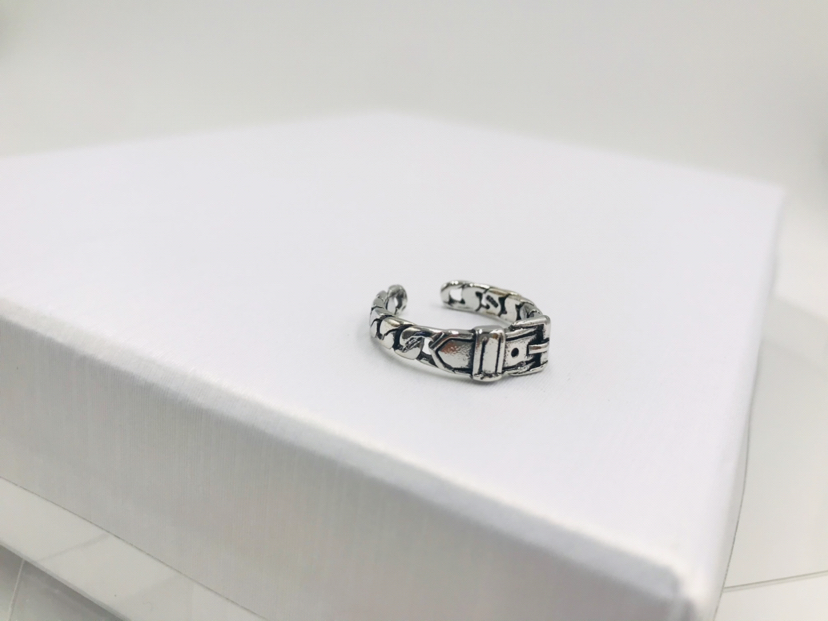 Men's Cool Ring Personality Vintage Ring Men's and Women's Rings Couple Rings All-Match Jewelry Imitation Silver Modeling Ring Open-End