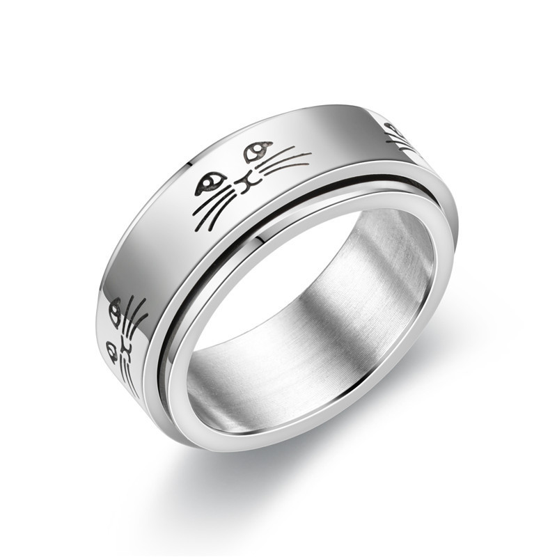 Anti-Anxiety Decompression European and American Fashion Titanium Steel Rotatable Ring Korean Couple Couple Rings Cross-Border Jewelry Wholesale