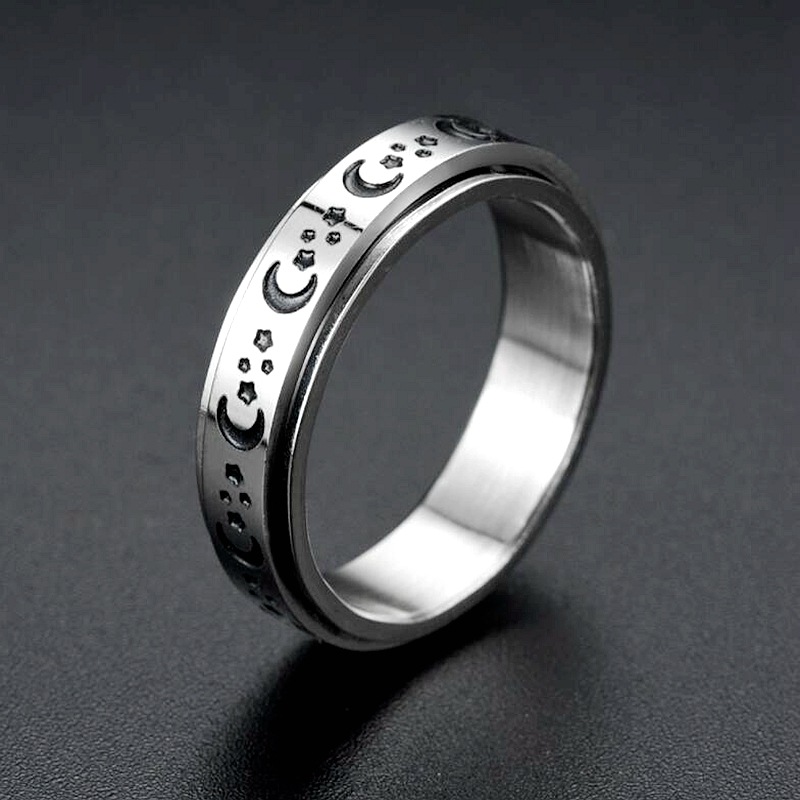 Anti-Anxiety Decompression European and American Fashion Titanium Steel Rotatable Ring Korean Couple Couple Rings Cross-Border Jewelry Wholesale