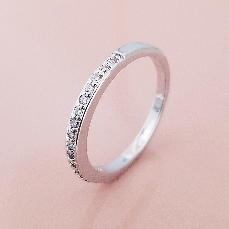 Daiqi Copper Plating Ring Set Women's Couple Rings Single Row Micro-Inlaid Water Drop Pink Diamond Combined Ring Couple R603-r4211A