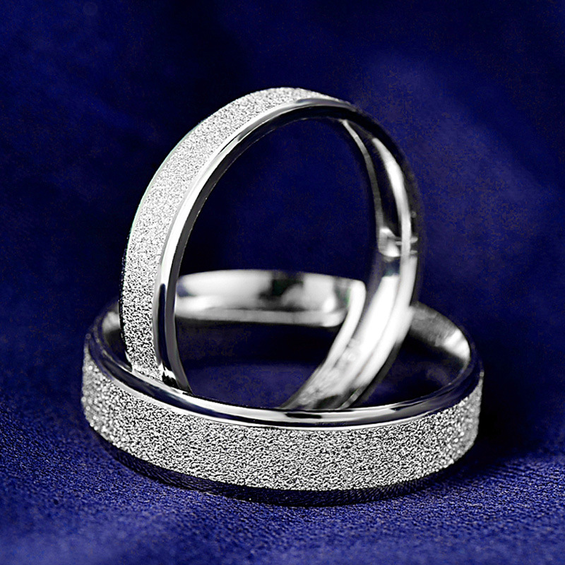 S925 Sterling Silver Frosted Men and Women Couple Couple Rings Little Finger Ring Engagement Ring Silver Accessories